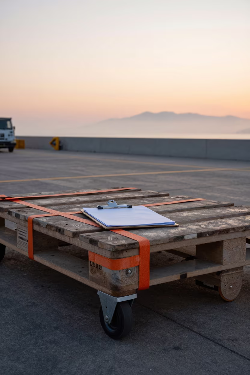 Dawn Cargo Pallet at Haeundae Loading Dock in at a loading dock before dispatch in Haeundae, Busan