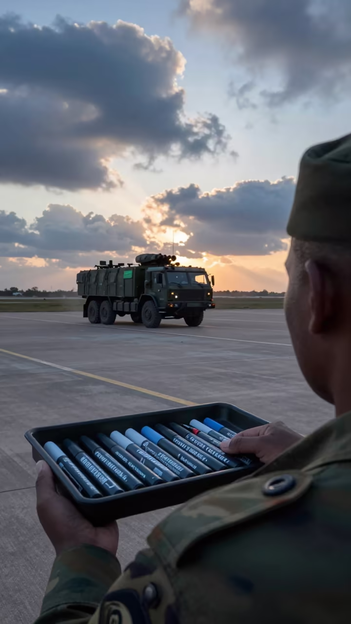 Dawn Chalk Tray on Ethiopian Airbase Flight Line in along an airbase flight line in Ethiopia