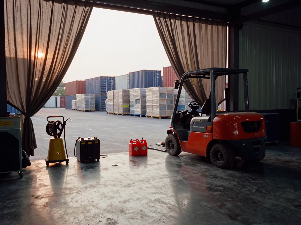 Dawn Charging Zone With Lift Truck In Karachi Cross Dock in inside a cross-dock lane in Karachi