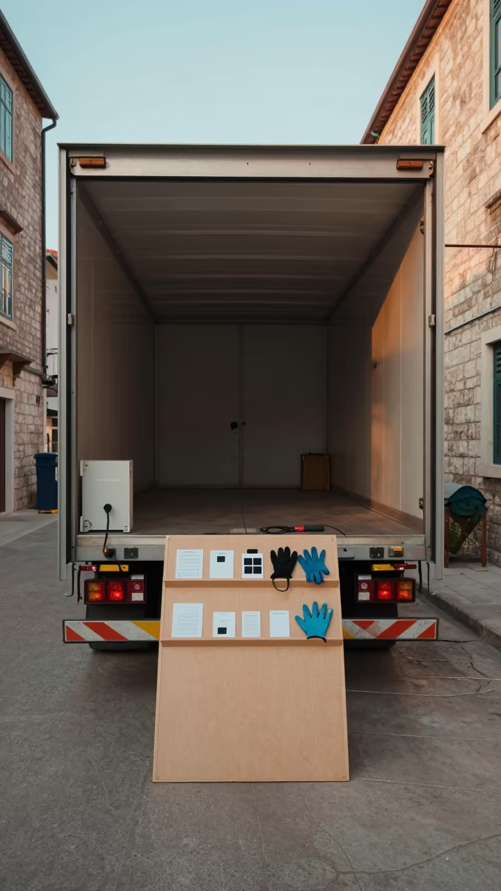 Dawn Check Station for Reefer Trailers in Dubrovnik in inside a warehouse aisle in Lapad, Dubrovnik