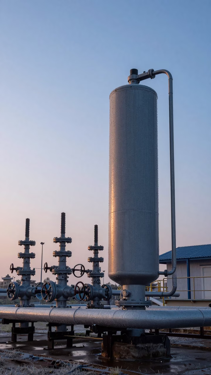 Dawn Condensation on Pipeline Infrastructure in Chennai India Substation in in Chennai, India