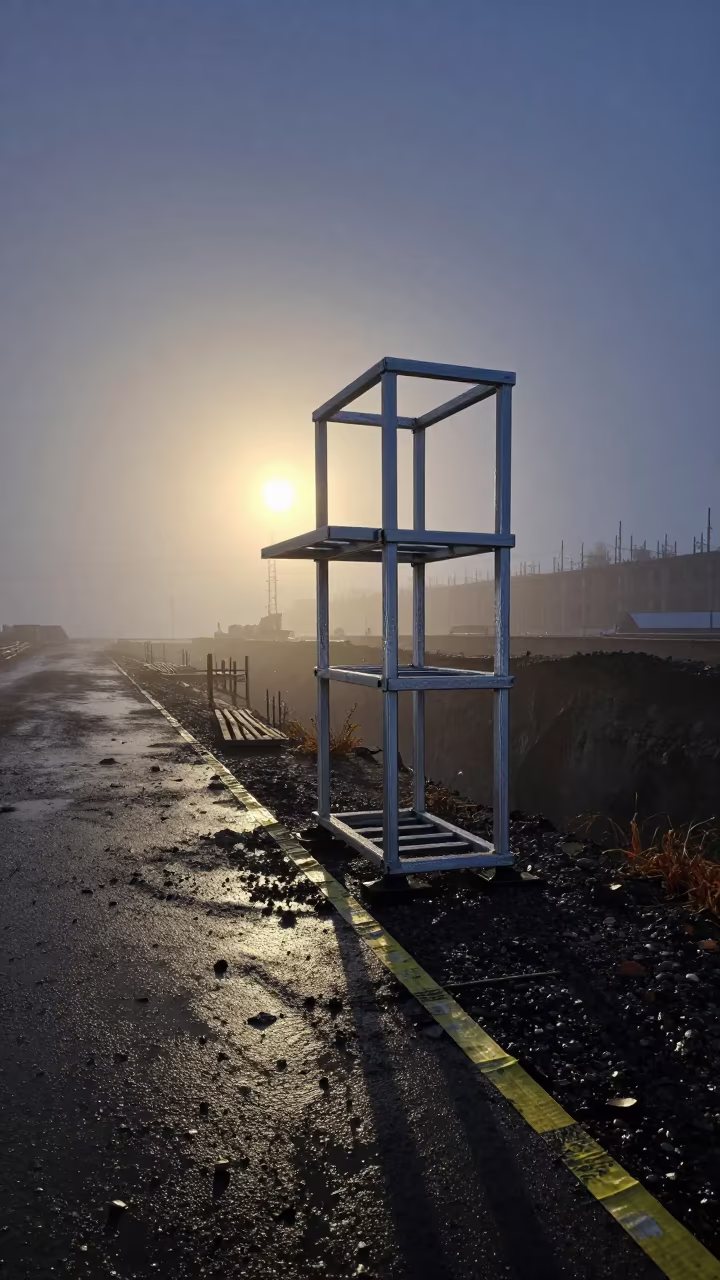 Dawn Construction Spray Rack Near Semey in inside a taped-off excavation edge near Semey