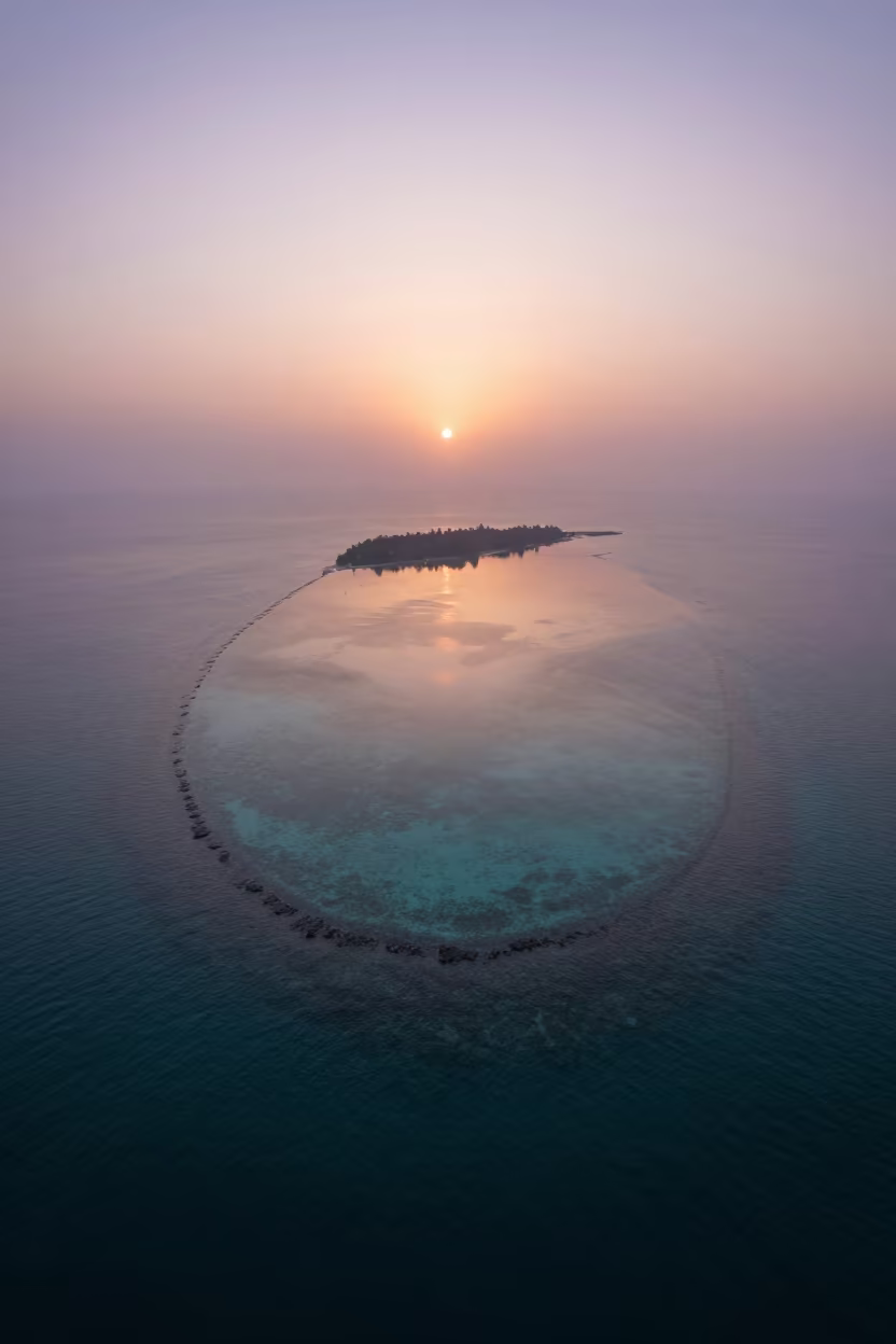 Dawn Coral Atoll Tamil Nadu Wet Season Reflection in in Tamil Nadu
