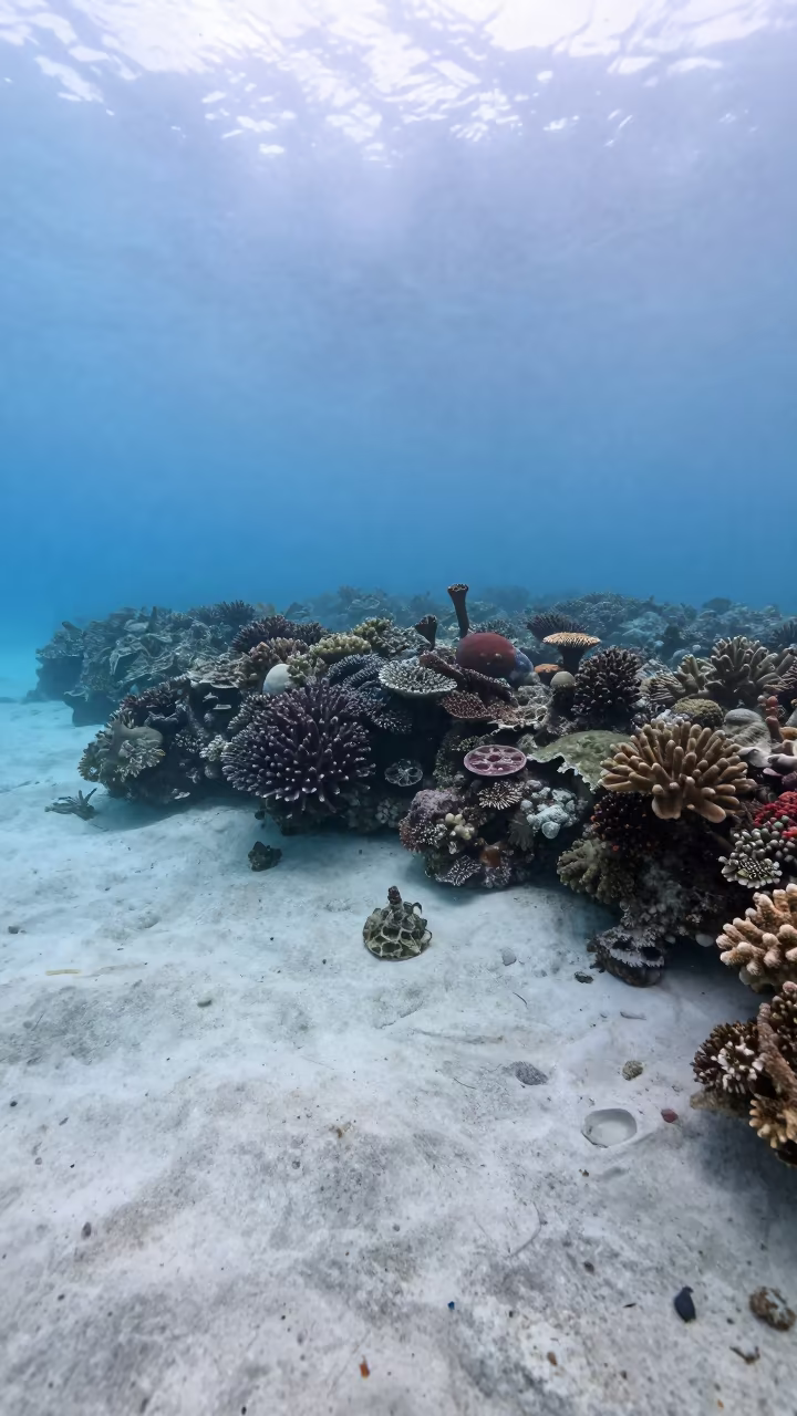 Dawn Coral Cay White Sand Turquoise Belize Waters in along a coral wall with blue water beyond near Belize City