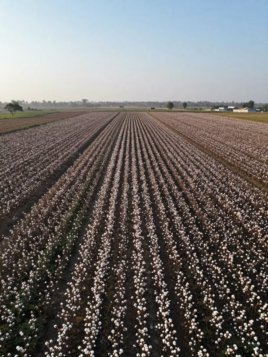 Dawn Cotton Fields Indonesia Aerial View in in Indonesia