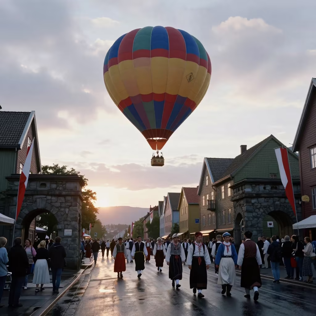 Dawn Festival Procession in Trondheim in at a festival street procession in Trondheim