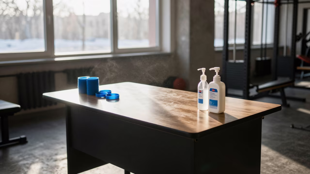 Dawn Fitness Check-In Desk in Amasya Strength Room in inside a strength room in Amasya