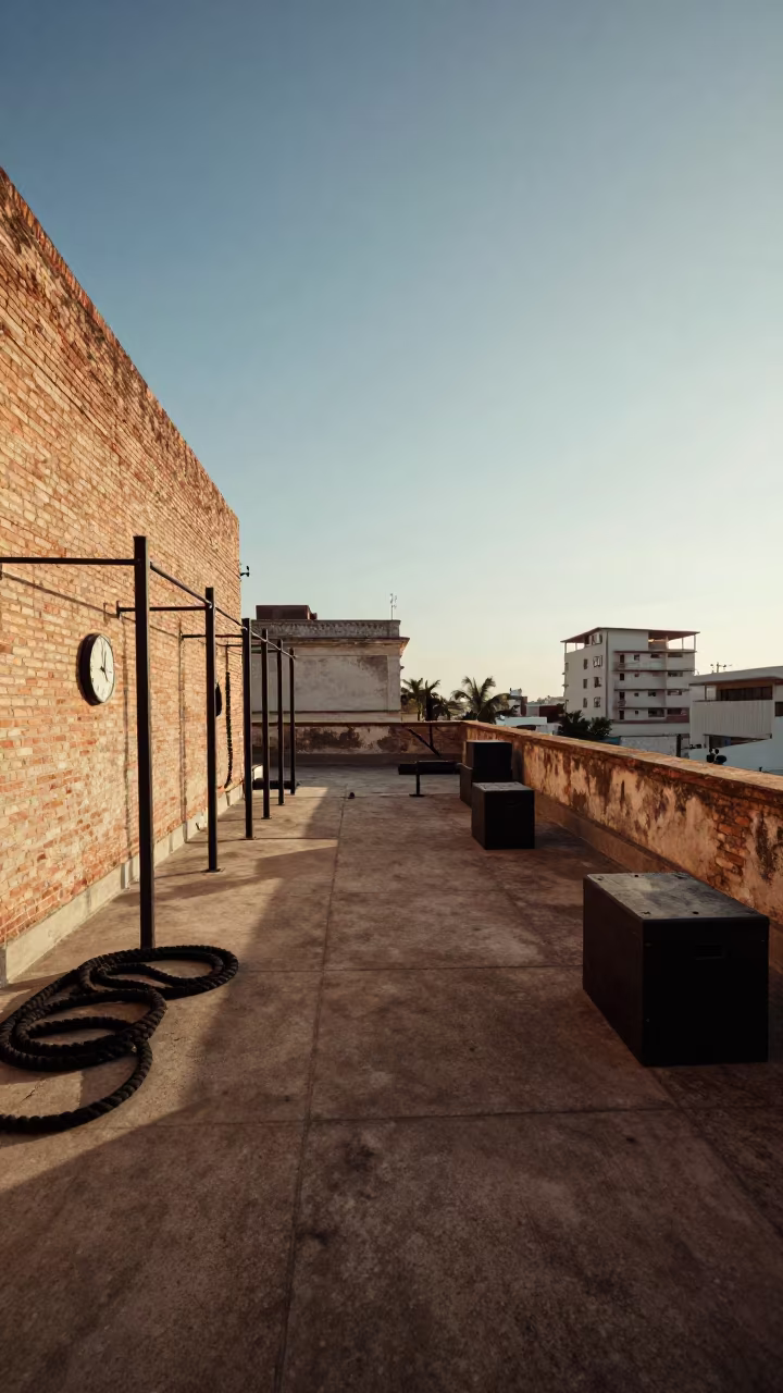 Dawn Fitness Terrace Havana Bootcamp Lane in on a rooftop fitness terrace near Habana Vieja, Havana