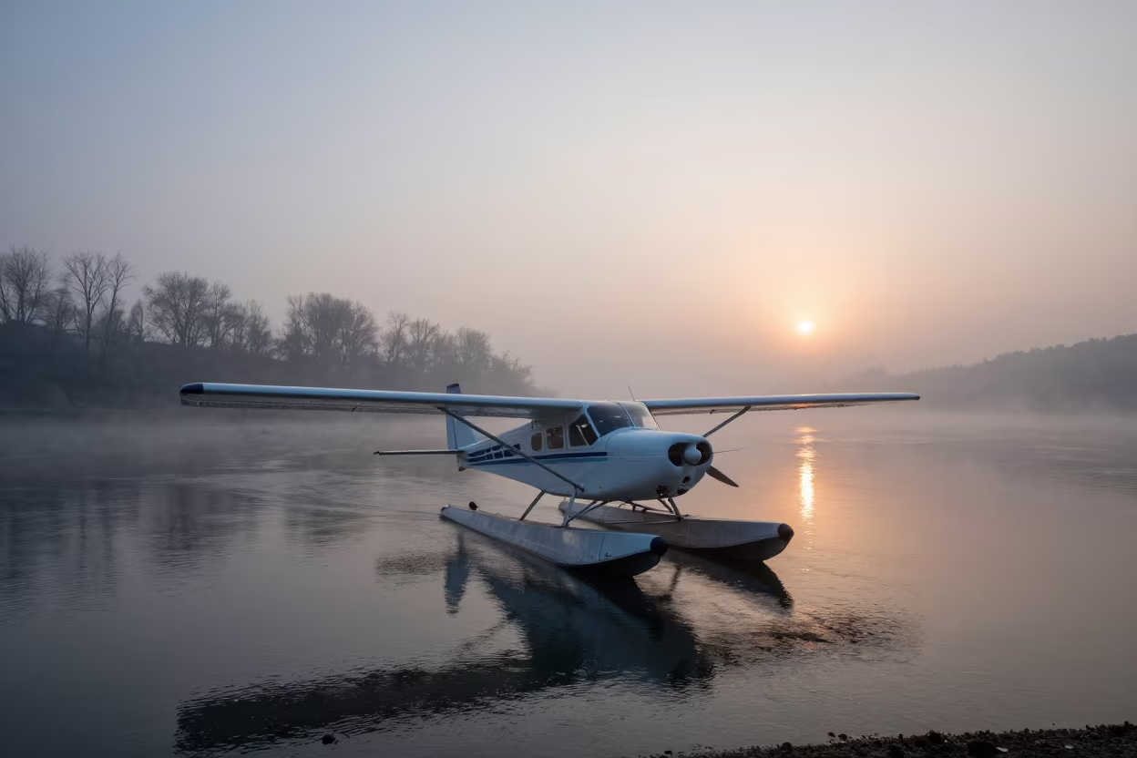 Dawn Floatplane Chongqing River Mist in near Chongqing