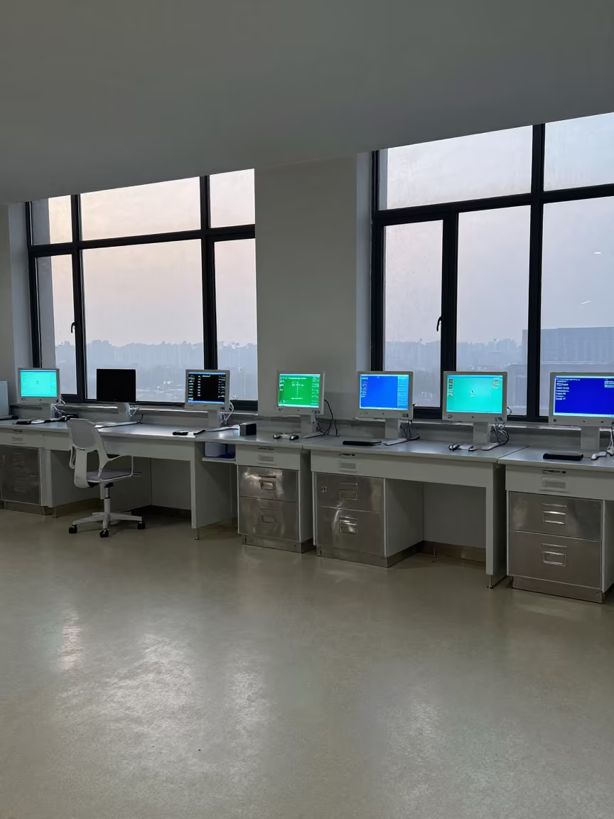 Dawn Glow at Haikou Nurse Station Monitors in at a nurse station under monitor glow in Haikou
