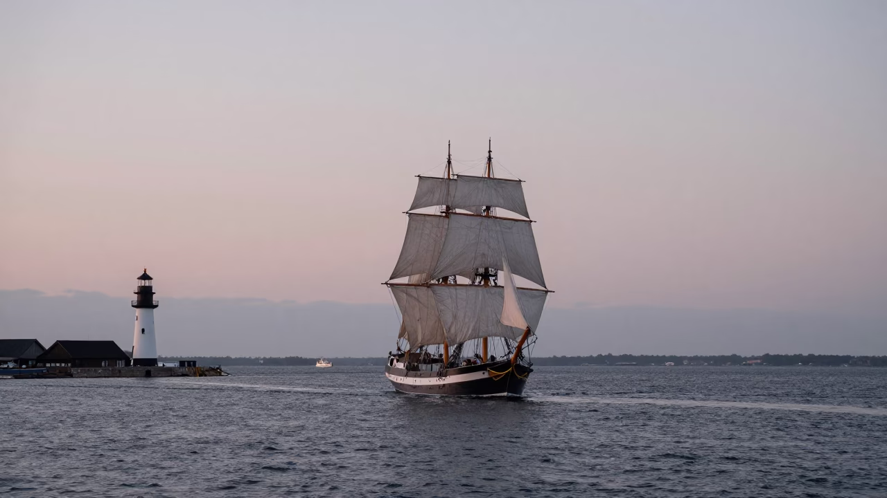 Dawn Harbor at Nautical Dawn Light in Copenhagen in in Copenhagen, Denmark