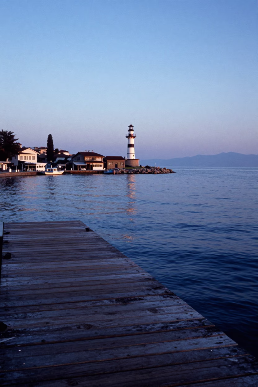Dawn Harbor in Izmir at Nautical Dawn Light in in Izmir, Turkey