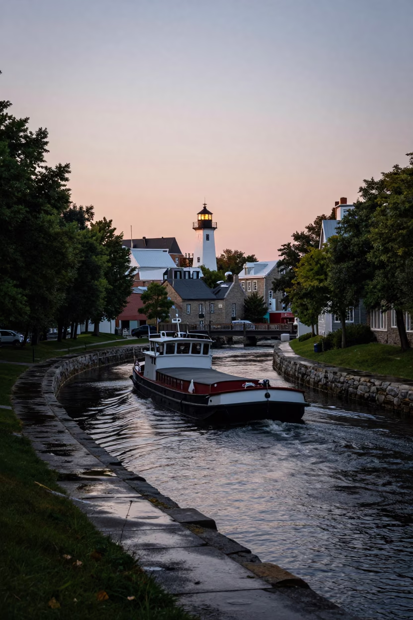 Dawn Harbor in Quebec City at Nautical Dawn Light in in Quebec City, Quebec, Canada