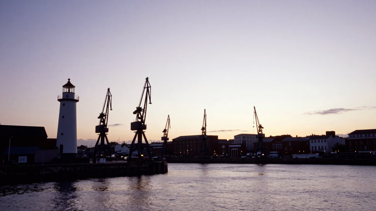 Dawn Harbour in Bristol at Nautical Dawn Light in in Bristol, United Kingdom