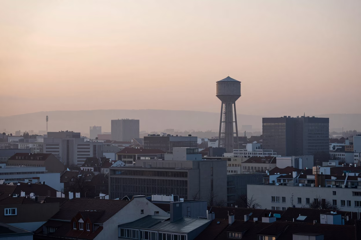 Dawn in Vienna Austria Cityscape and Urban Infrastructure Before Sunrise in in Vienna, Austria