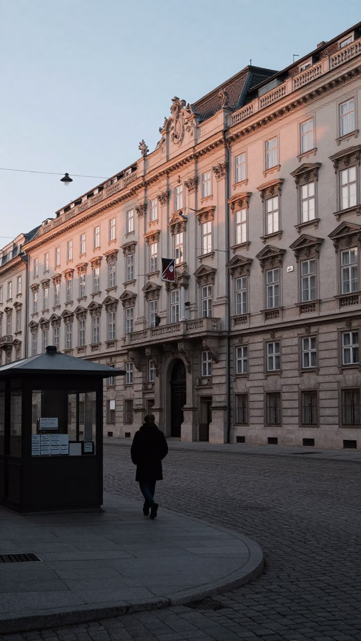 Dawn in Vienna Austria Street Photographer capturing historic architecture and early morning commuters in in Vienna, Austria