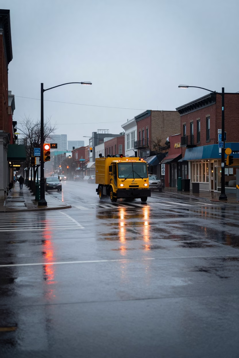 Dawn Intersection in Toronto in in Toronto, Ontario, Canada