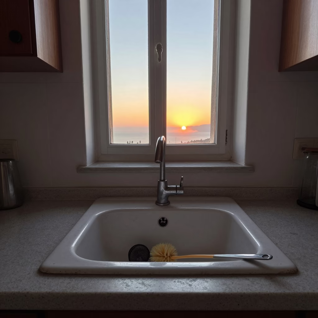 Dawn Kitchen in Palermo at First Light Of Dawn in in Palermo, Italy