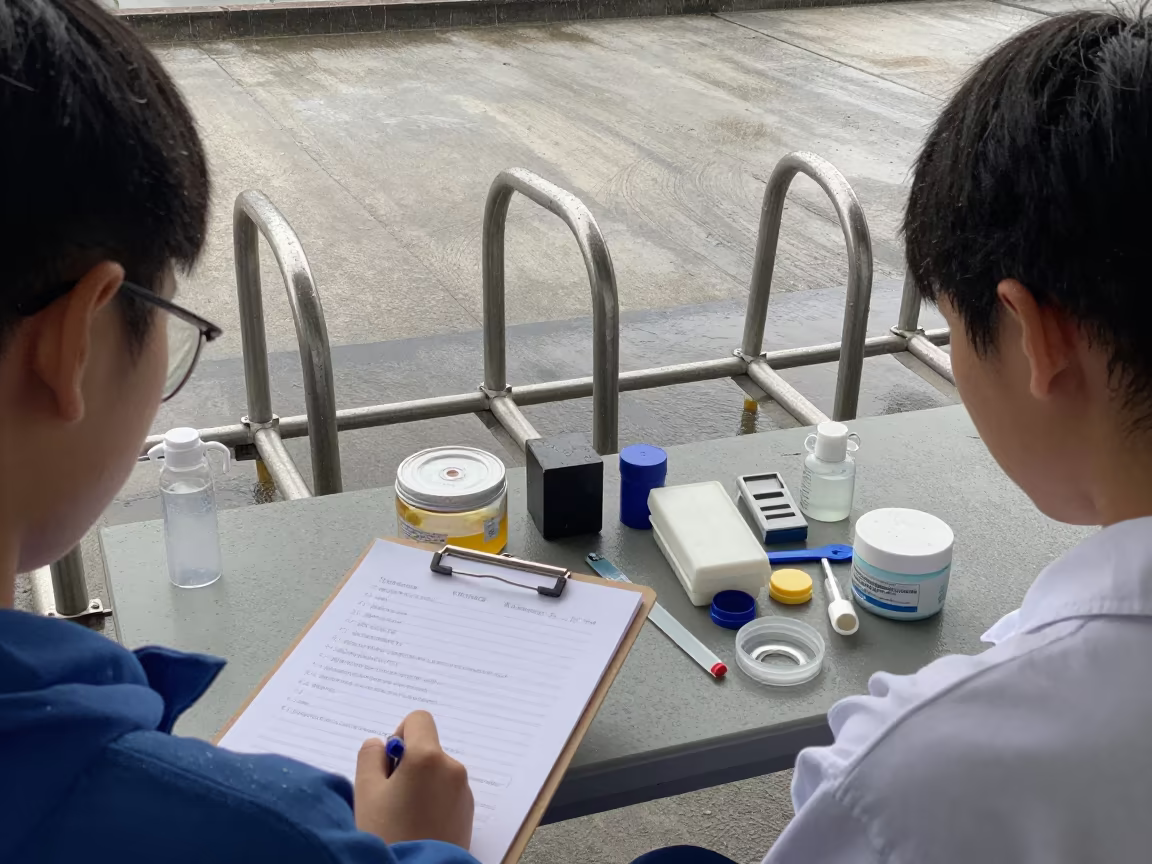 Dawn Lab Setup Beside Kaohsiung Bike Racks in beside campus bike racks at dawn in Kaohsiung