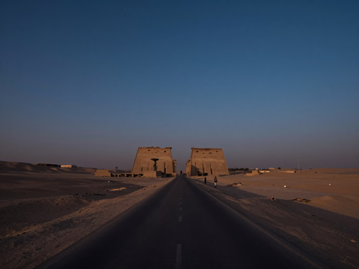 Dawn Landscape in Luxor at The Still Hours Before Dawn Light in in Luxor, Egypt