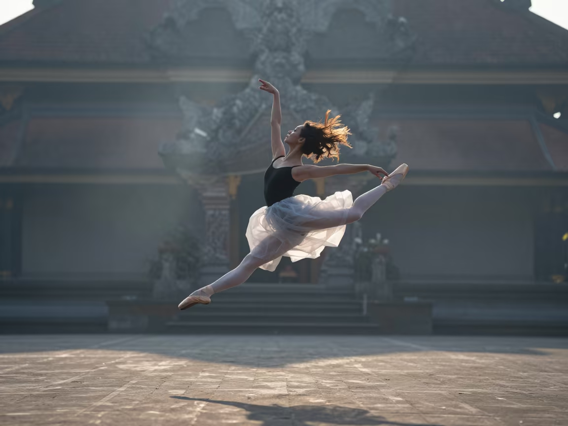 Dawn Leap Near Yogyakarta in Cool Season in near Yogyakarta