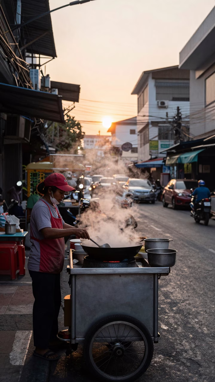 Dawn Light at First Light Of Dawn in Bangkok in in Bangkok, Thailand