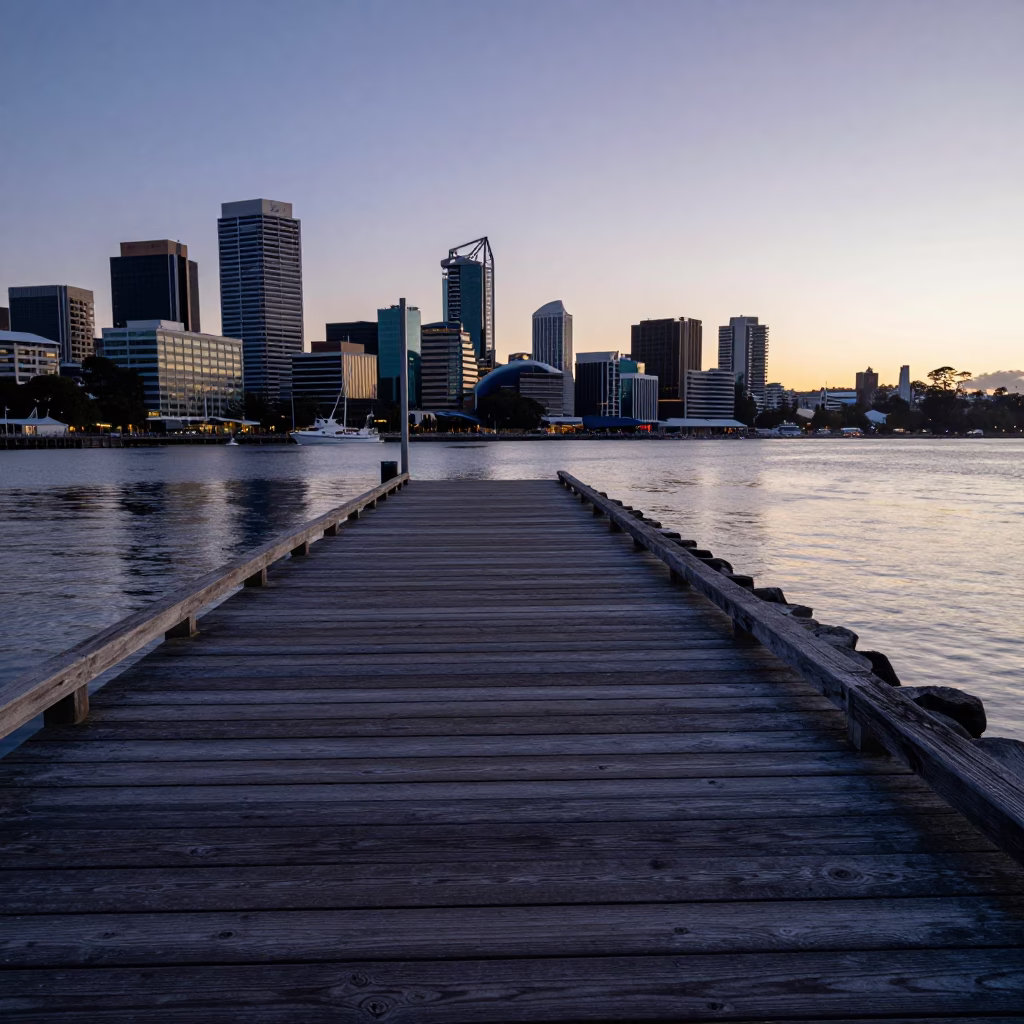 Dawn Light at First Light Of Dawn in Hobart in in Hobart, Tasmania, Australia