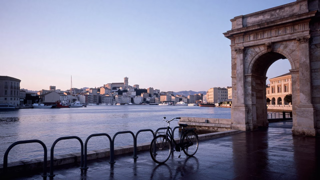 Dawn Light at First Light Of Dawn in Marseille in in Marseille, France