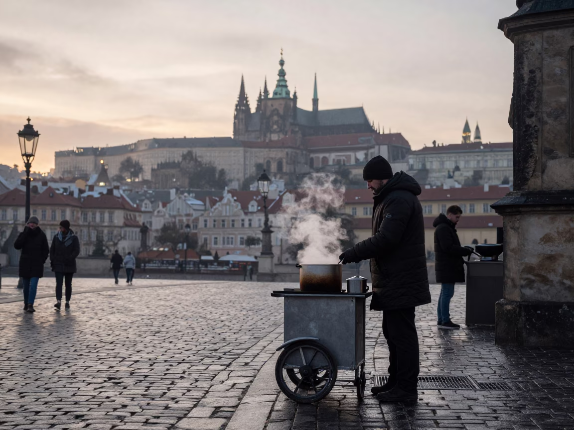Dawn Light at The Still Hours Before Dawn Light in Prague in in Prague, Czech Republic