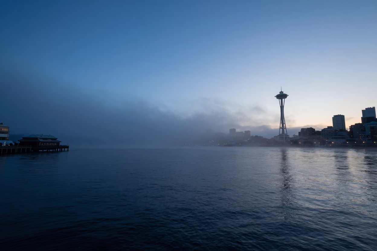 Dawn Light at The Still Hours Before Dawn Light in Seattle in in Seattle, Washington, United States