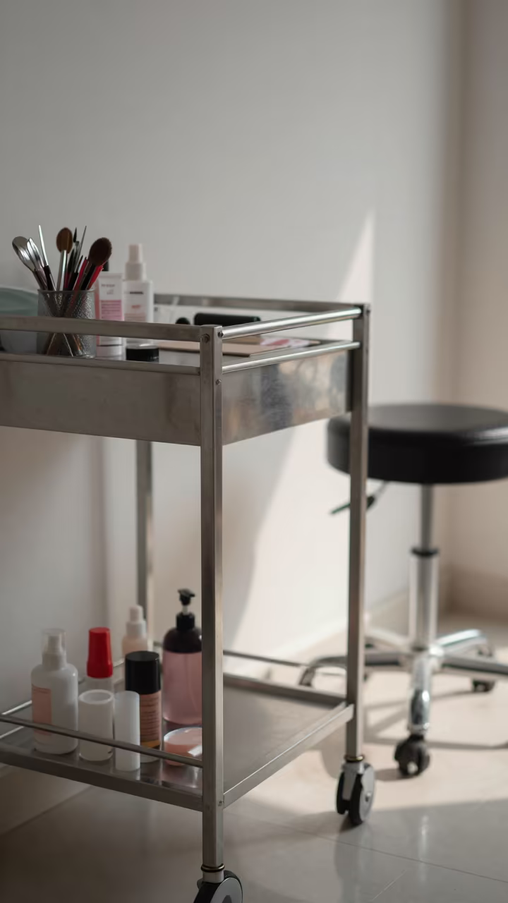 Dawn Light on Beauty Cart in Machilipatnam Studio in inside a nail studio in Machilipatnam