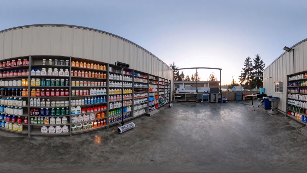 Dawn Light on Bird Supplies and Lint Roller in inside a grooming bay in Fremont, Seattle