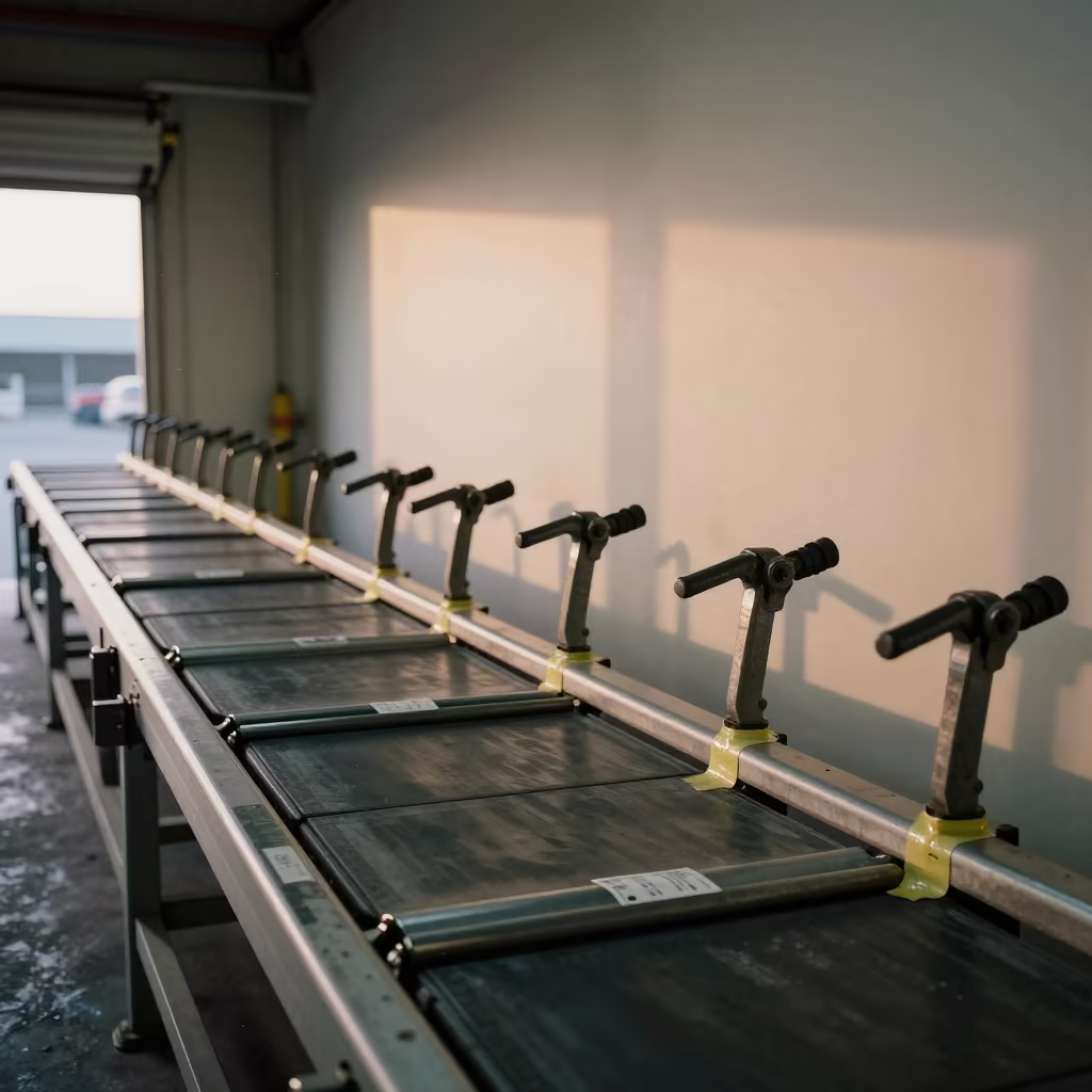 Dawn Light on Busan Sorting Belt Roll Cage in at a parcel sorting belt in Busan