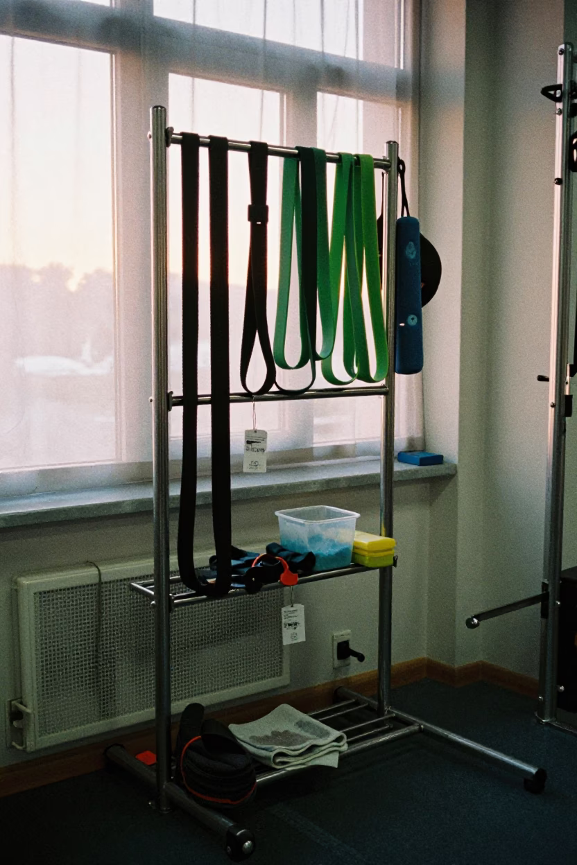 Dawn Light on Climbing Gym Wash Rack in inside a climbing gym warmup zone in Ceyhan
