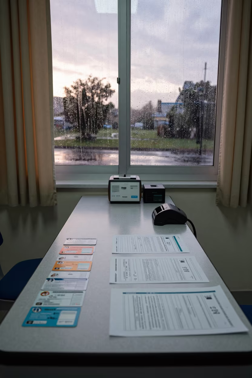 Dawn Light on Clinic Intake Desk Gusau in in a surgical prep area in Gusau