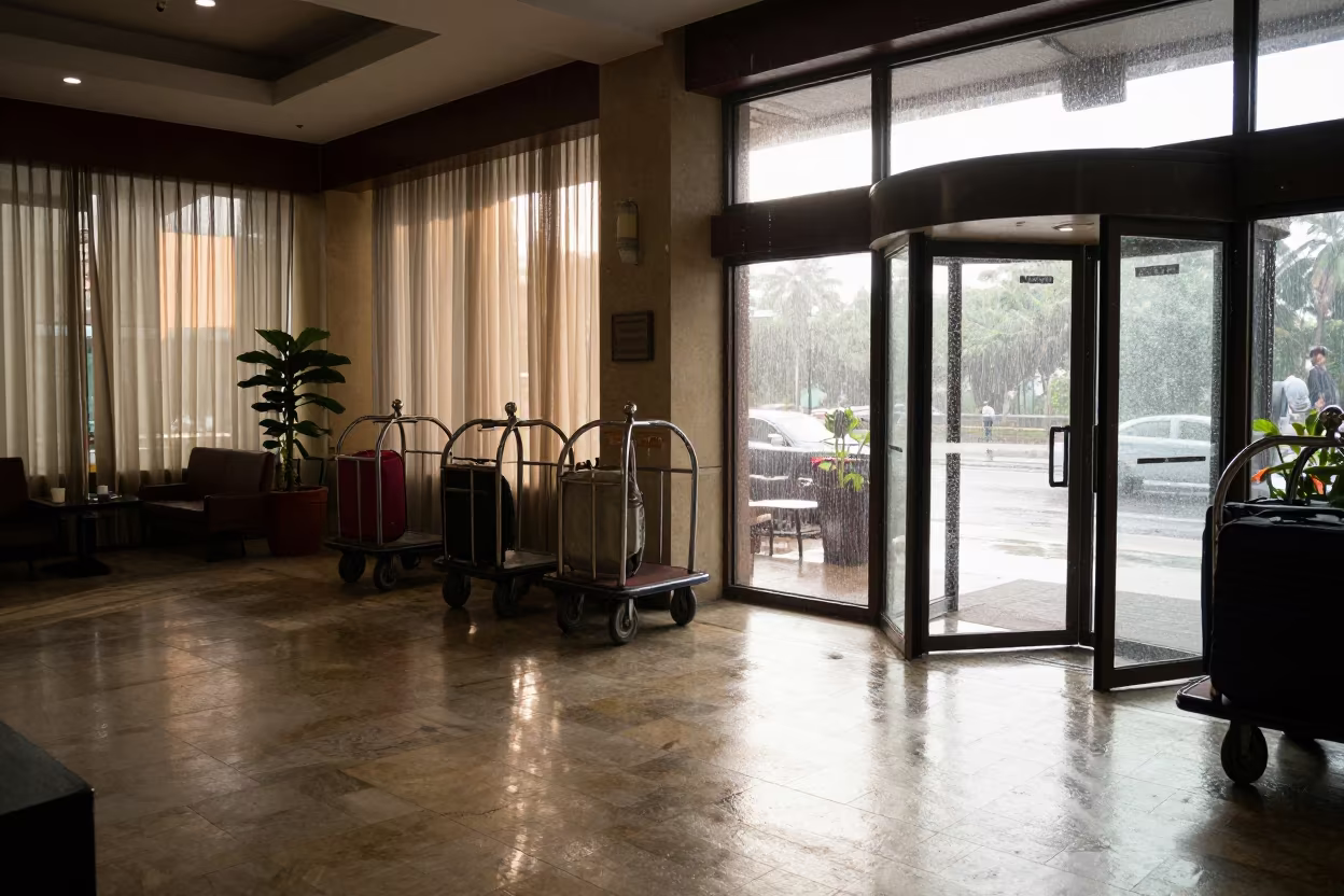 Dawn Light in Coimbatore Hotel Lobby in in a quiet guest corridor near Coimbatore