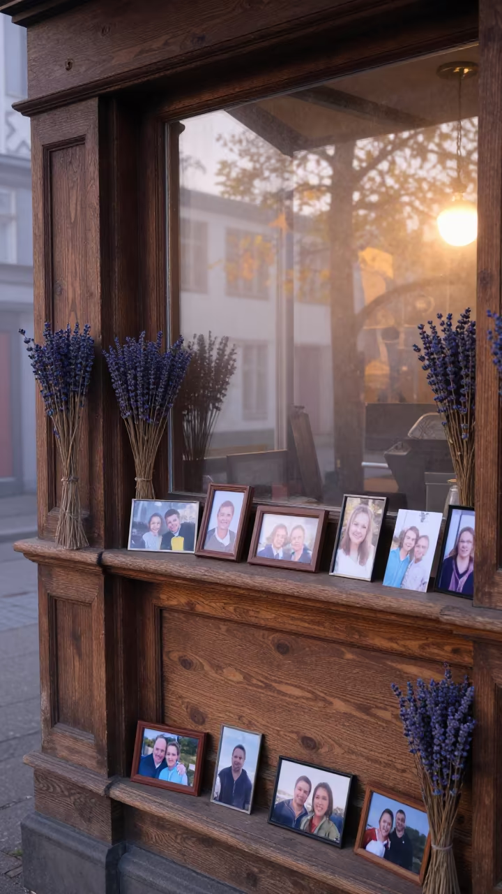 Dawn Light on Cologne Mantelpiece with Lavender in in the old quarter in Cologne