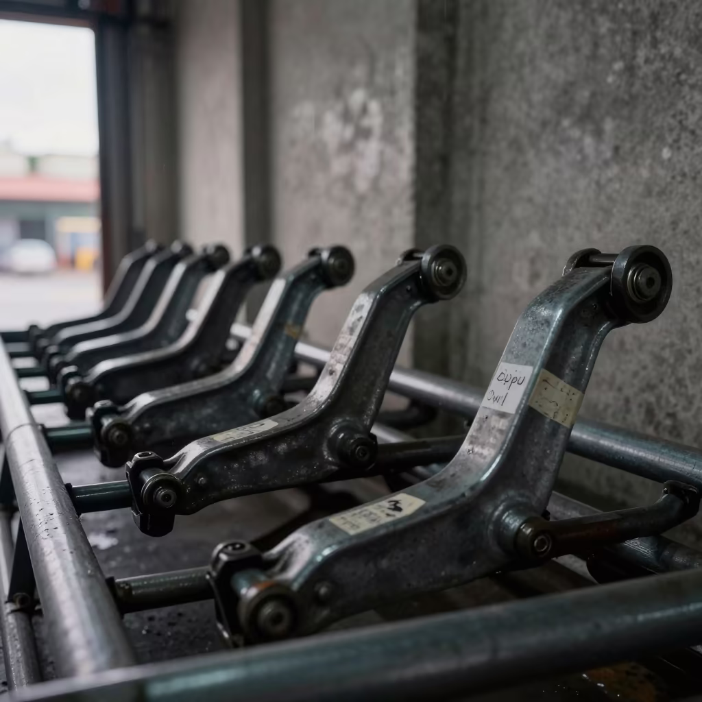 Dawn light on cross-dock brake levers in inside a cross-dock lane in Havana