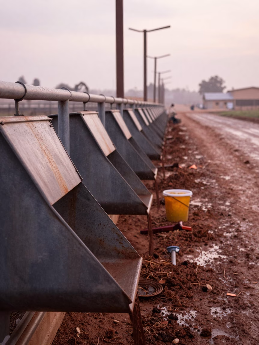 Dawn light on feedlot wall Iraq winter in along a feedlot lane in Iraq