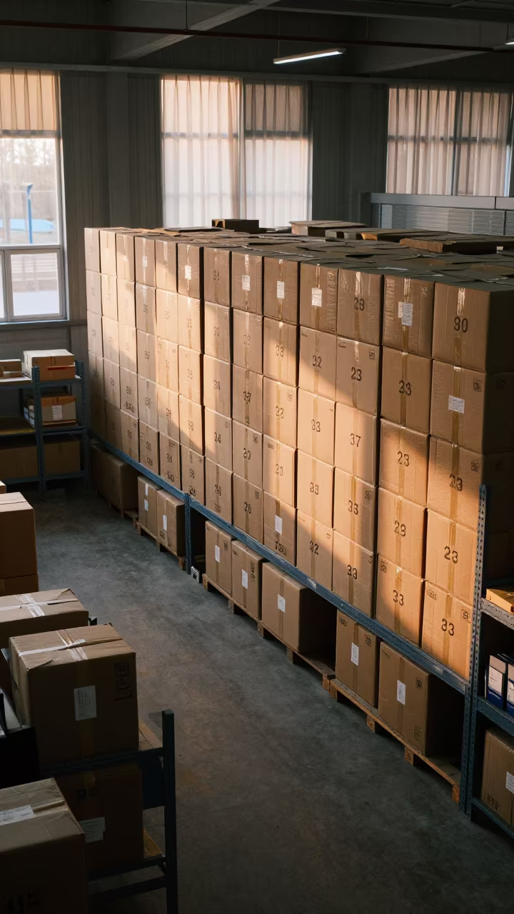 Dawn light fills Taiyuan parcel wall by route in inside a dispatch office above the dock in Taiyuan
