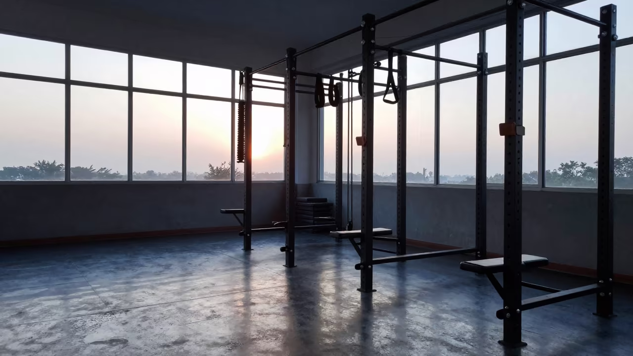 Dawn Light on Fitness Straps in Guwahati Gym in inside a strength room in Guwahati