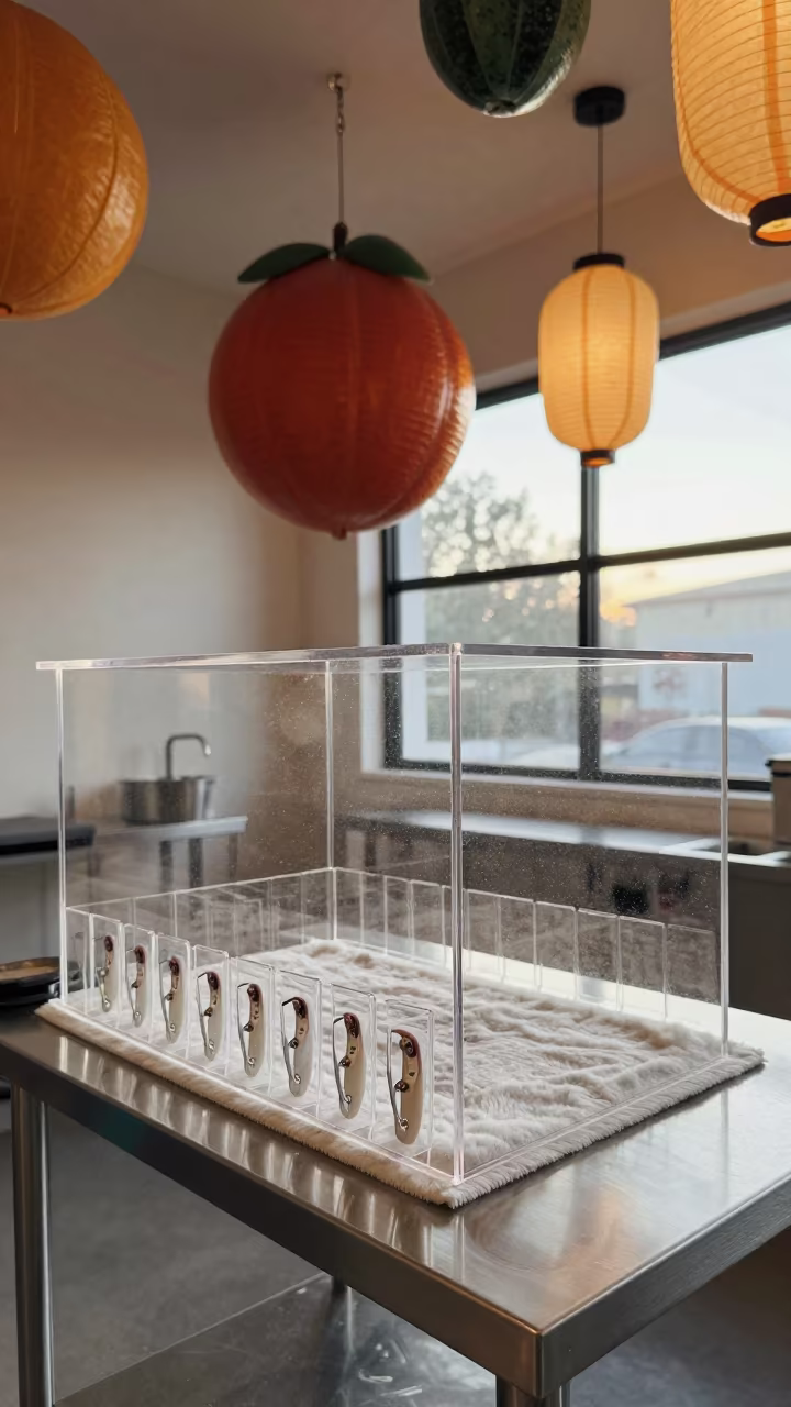 Dawn Light and Floating Orbs Over Cat Grooming Bay in inside a grooming bay in Charlotte