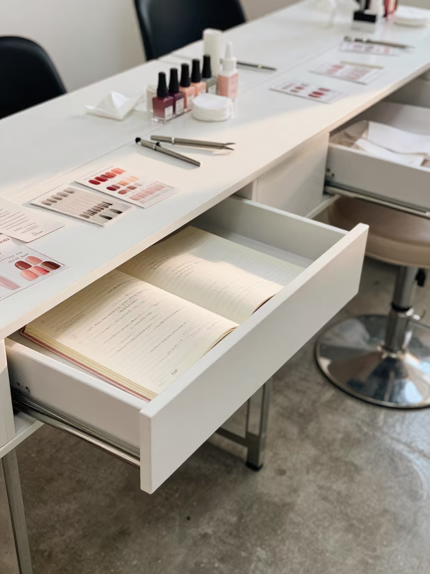 Dawn Light in Haiphong Nail Studio Drawer in inside a nail studio in Haiphong