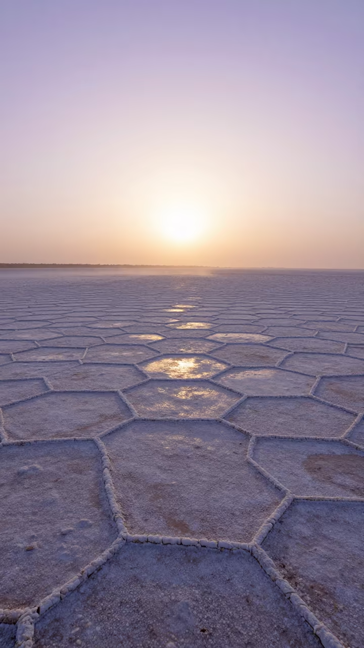Dawn Light on Hexagonal Salt Crystals Egypt in in Egypt