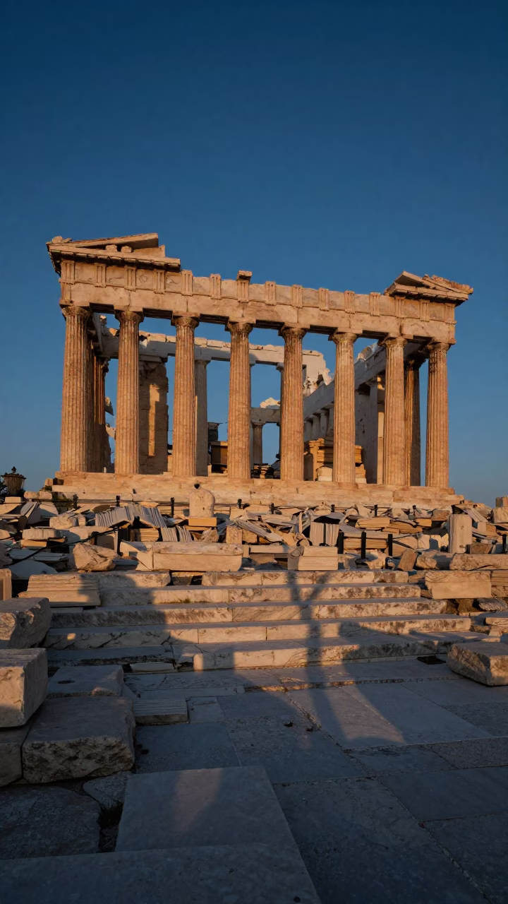 Dawn Light in Athens at The Still Hours Before Dawn Light in in Athens, Greece