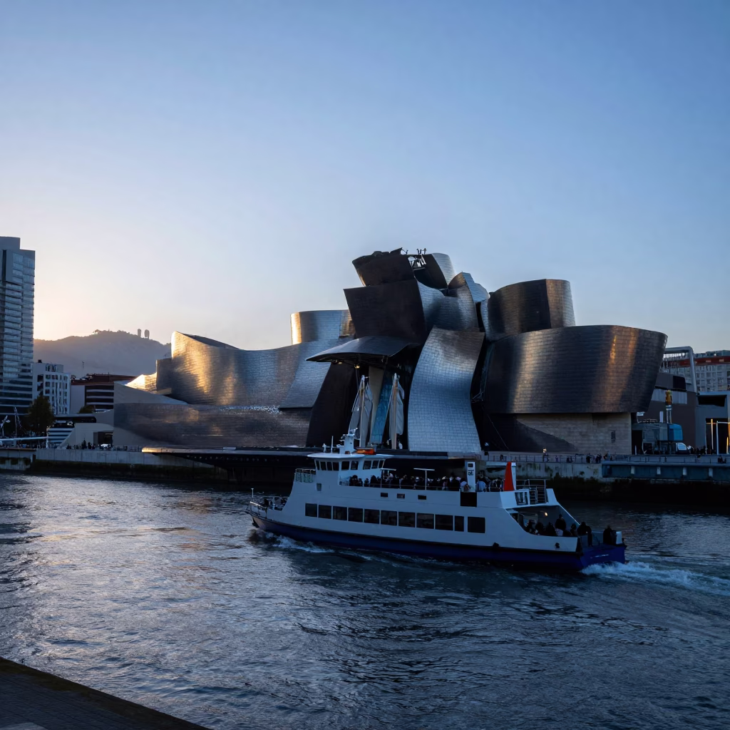 Dawn Light in Bilbao at Nautical Dawn Light in in Bilbao, Spain