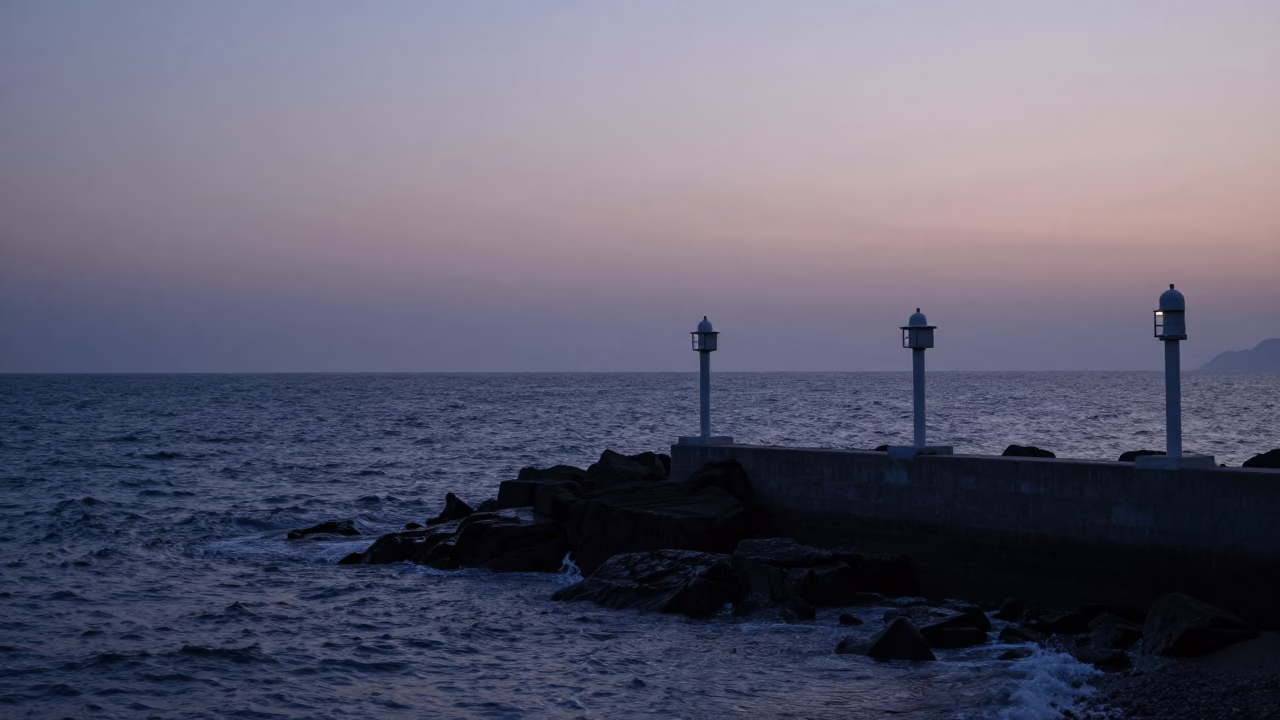 Dawn Light in Busan at The Still Hours Before Dawn Light in in Busan, South Korea