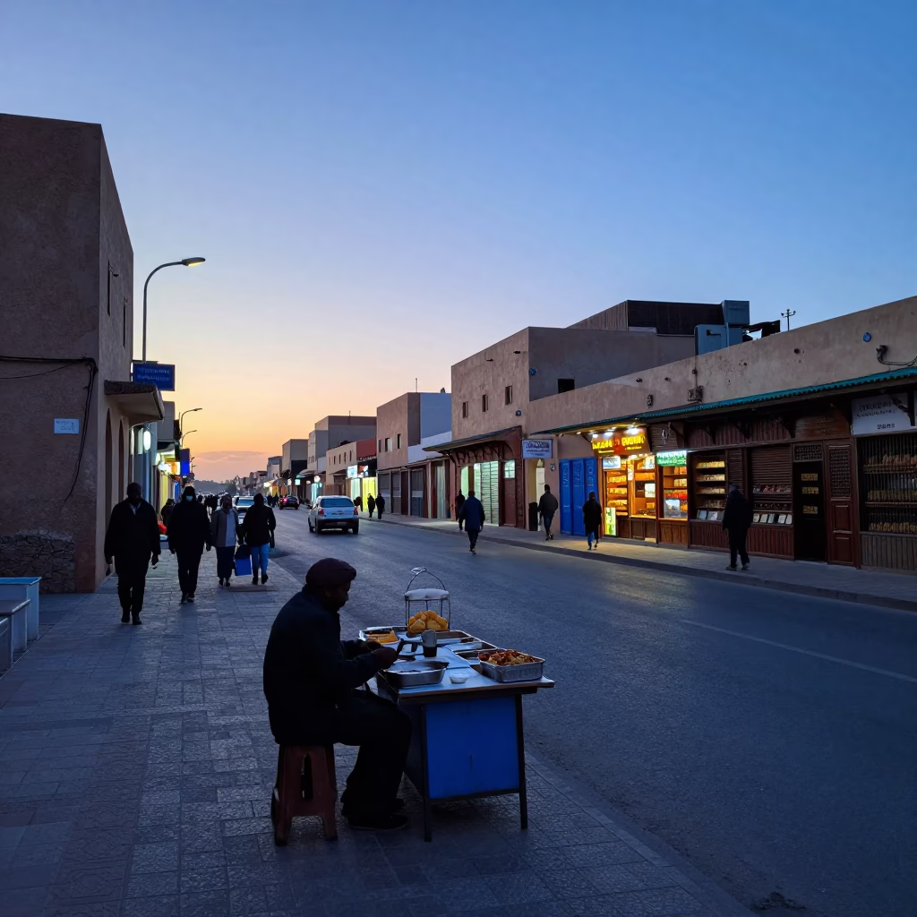 Dawn Light in Casablanca at First Light Of Dawn in in Casablanca, Morocco
