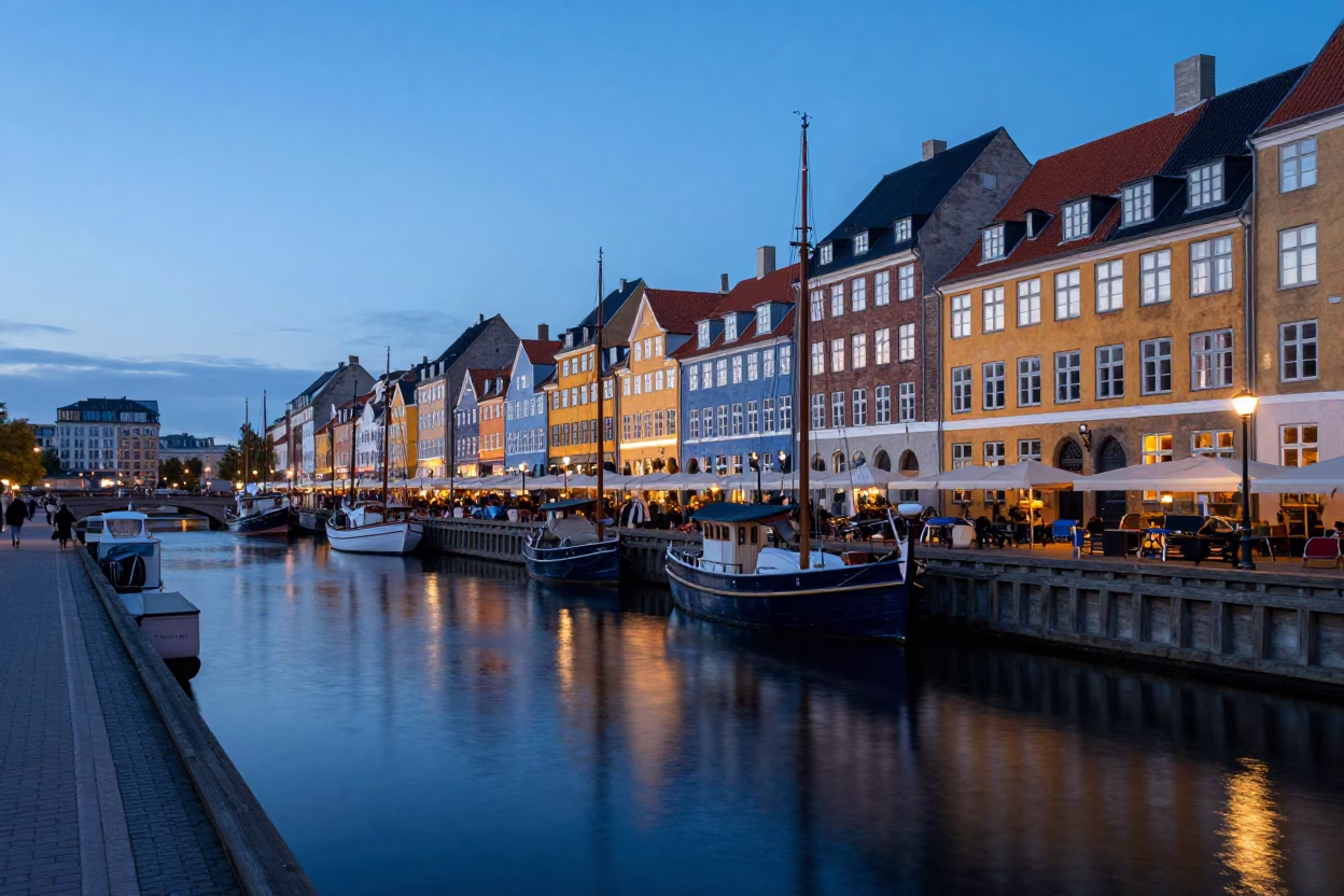 Dawn Light in Copenhagen at Nautical Dawn Light in in Copenhagen, Denmark