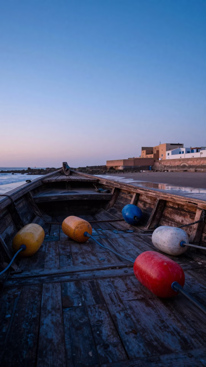 Dawn Light in Essaouira at First Light Of Dawn in in Essaouira, Morocco